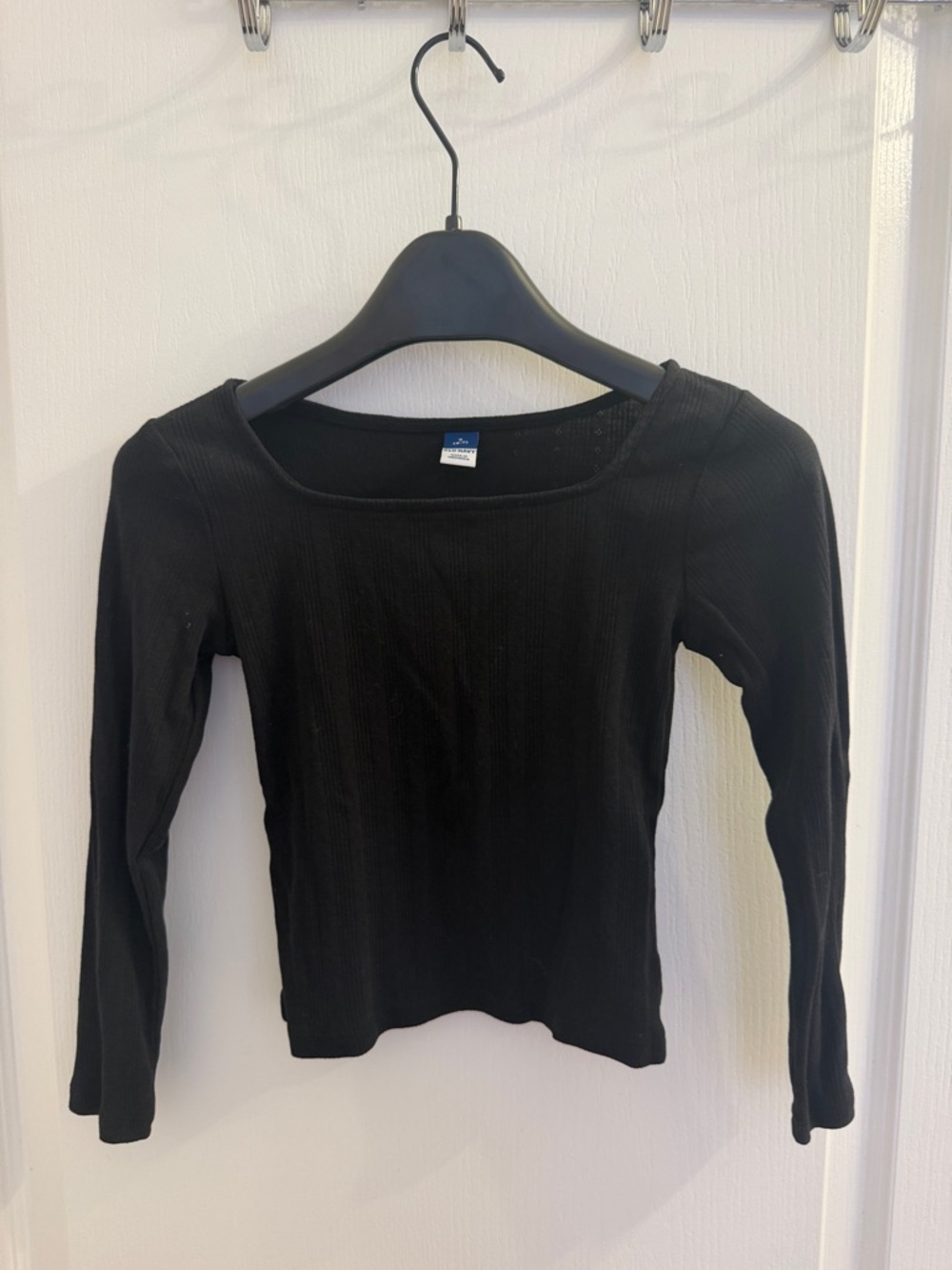 Old Navy Black Ribbed Long Sleeve Kids Top